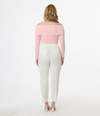 Unique Vintage 1960s Light Pink Folded Shoulder Knit Top - Unique Vintage - Womens, TOPS, KNIT TOPS