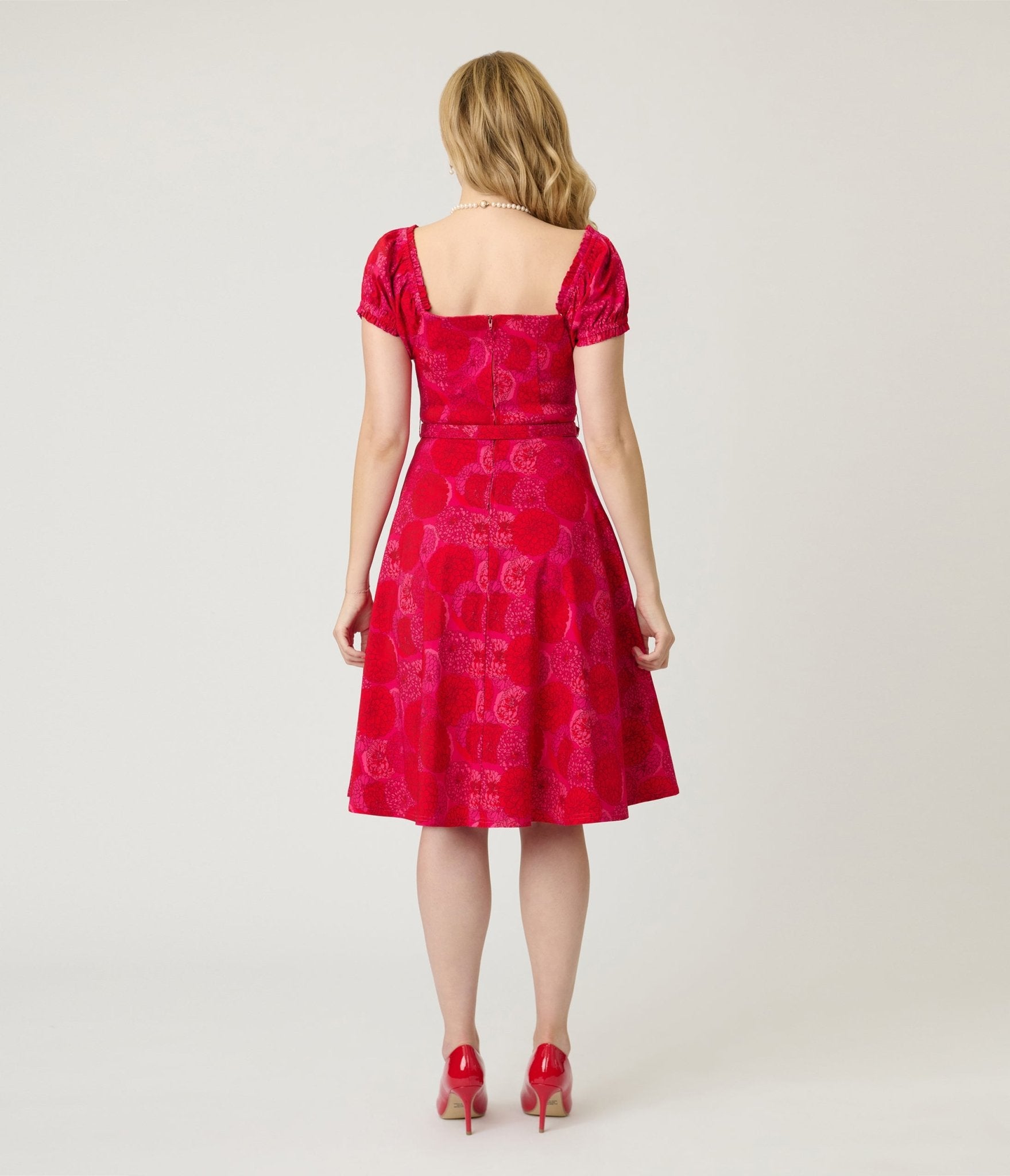 Unique Vintage 1960s Red & Pink Floral Ohara Swing Dress
