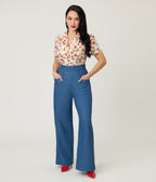 Unique Vintage 1960s Strawberry Print Cotton Blouse - Unique Vintage - Womens, TOPS, WOVEN TOPS
