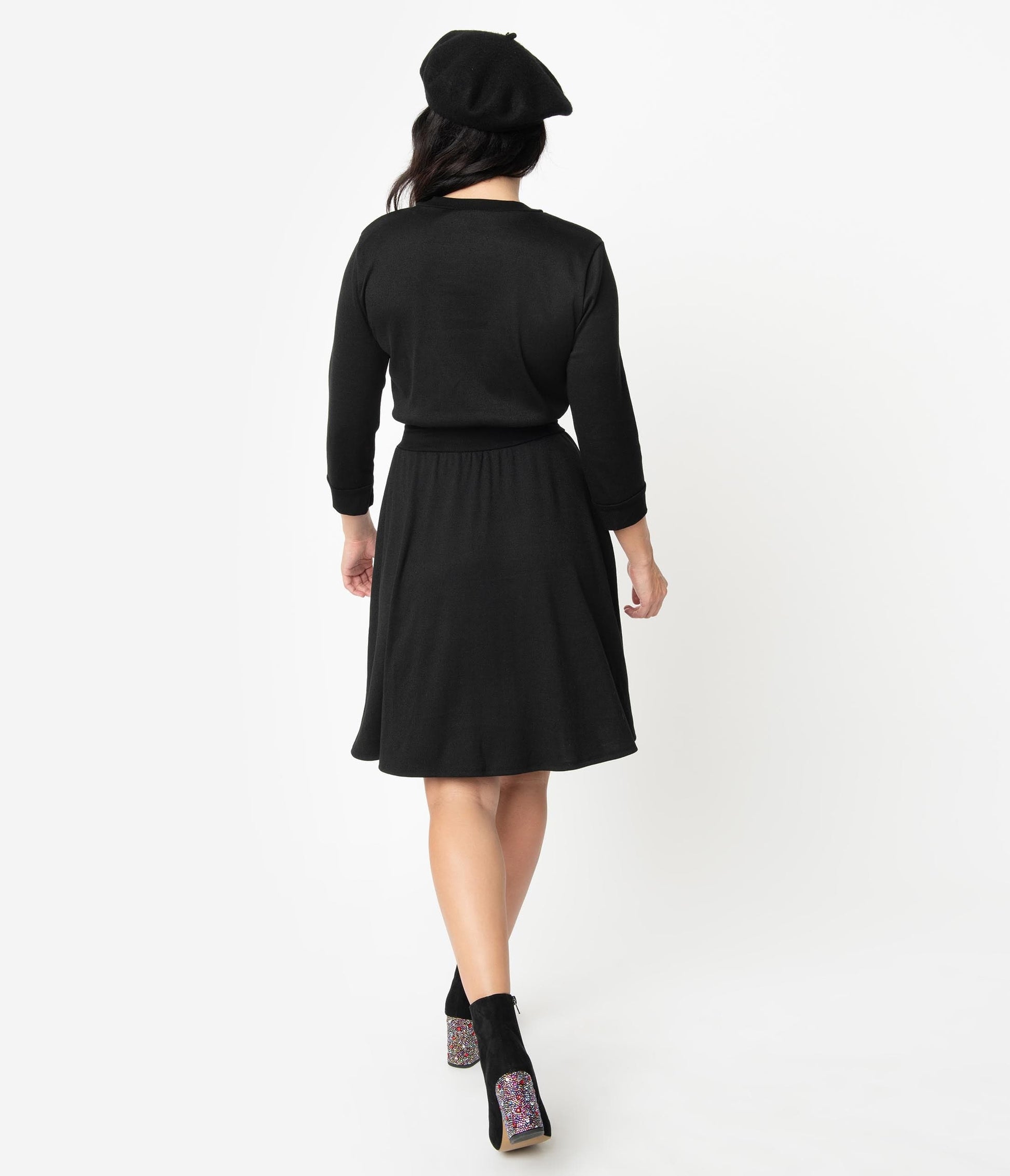 Unique Vintage 1960s Style Black Abigail Fit & Flare Dress - Unique Vintage - Womens, DRESSES, FIT AND FLARE