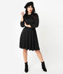 Unique Vintage 1960s Style Black Abigail Fit & Flare Dress
