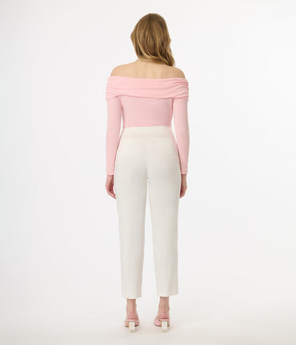 Unique Vintage 1960s White Cigarette Pants - Unique Vintage - Womens, BOTTOMS, PANTS