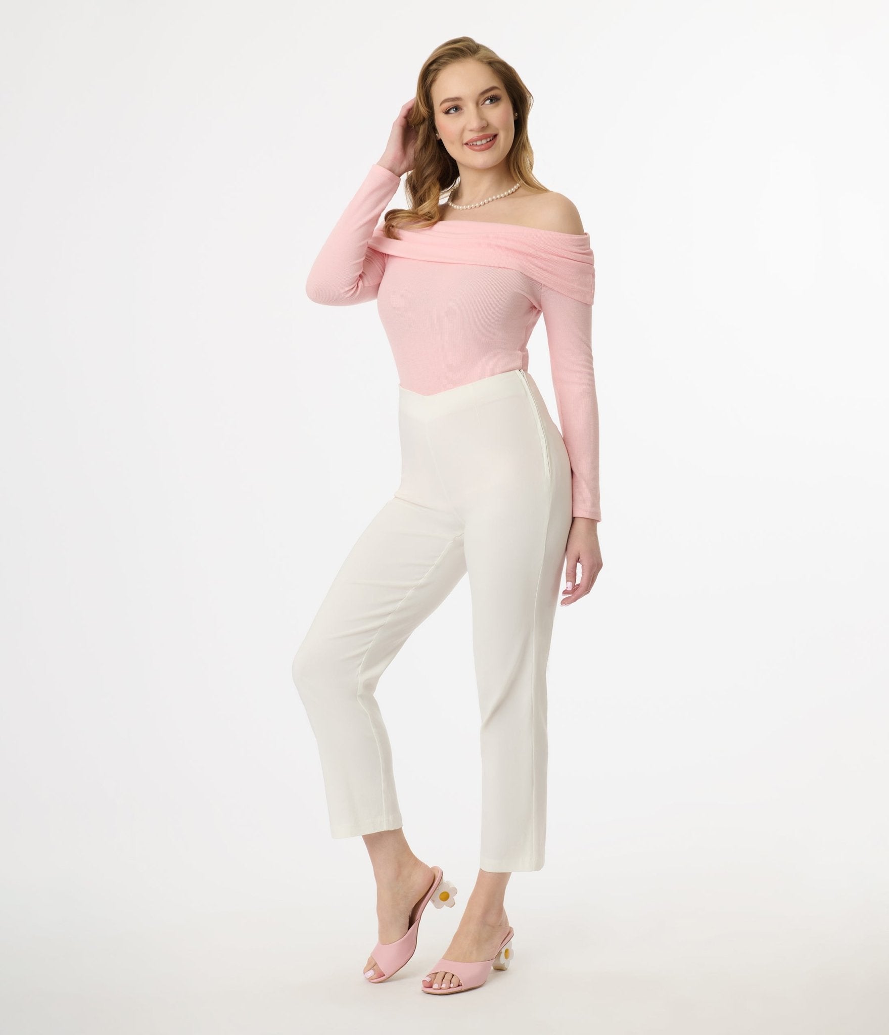 Unique Vintage 1960s White Cigarette Pants - Unique Vintage - Womens, BOTTOMS, PANTS