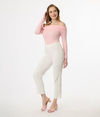 Unique Vintage 1960s White Cigarette Pants - Unique Vintage - Womens, BOTTOMS, PANTS