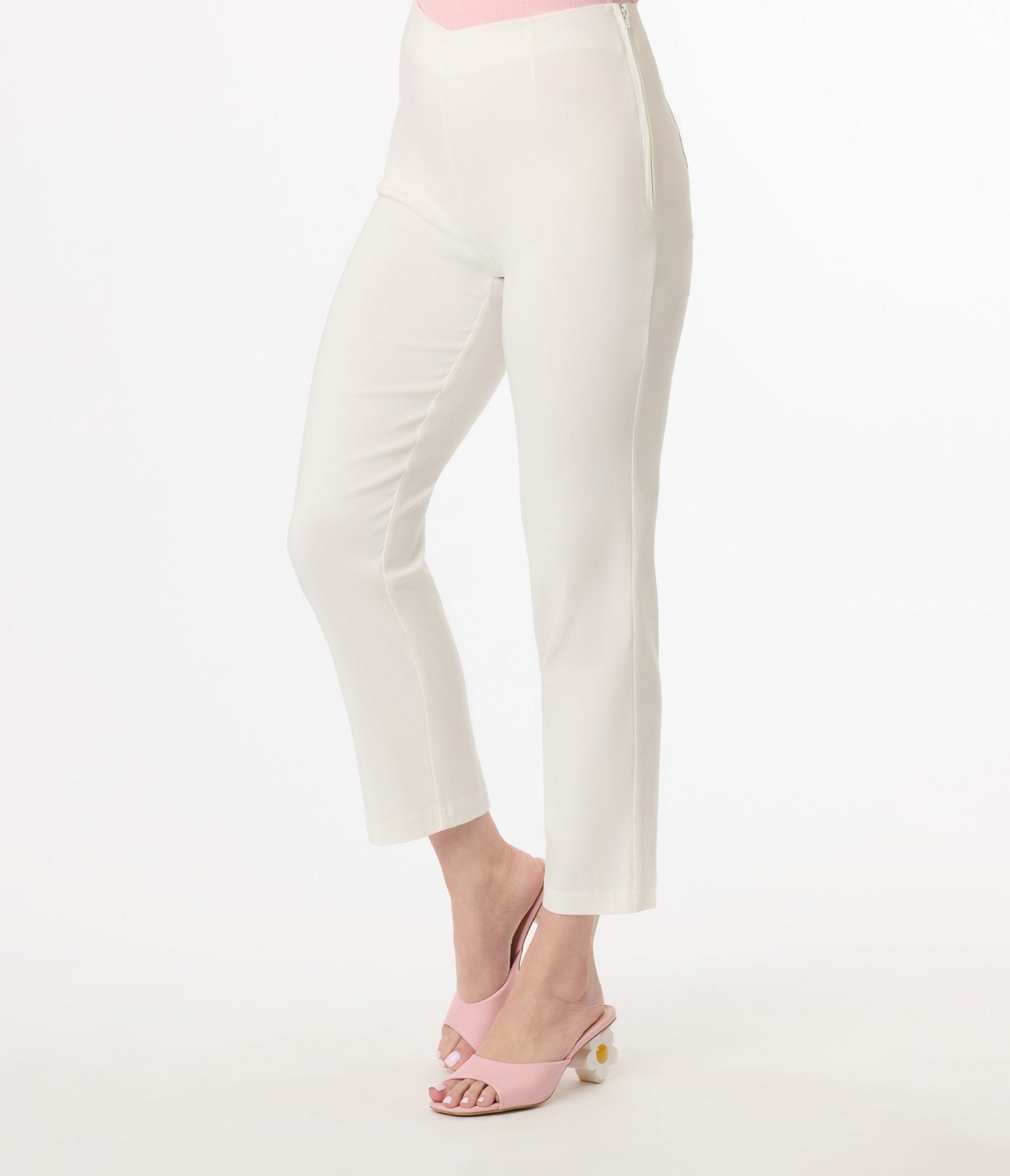 Unique Vintage 1960s White Cigarette Pants - Unique Vintage - Womens, BOTTOMS, PANTS