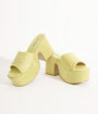 Unique Vintage 1970s Chartreuse Suede Platform Sandals