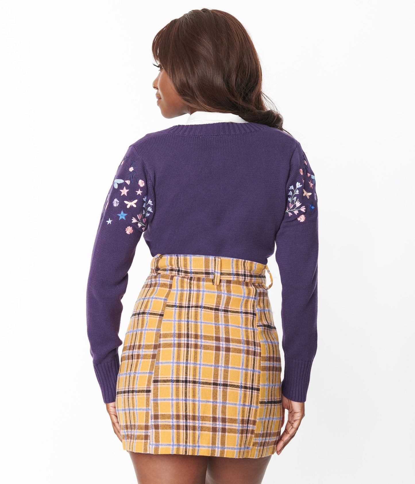 Unique Vintage 1970s Mustard Plaid Corduroy Marlo Mini Skirt - Unique Vintage - Womens, BOTTOMS, SKIRTS