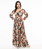 Unique Vintage 1970s White & Red Floral Farrah Maxi Dress - Unique Vintage - Womens, DRESSES, MAXI