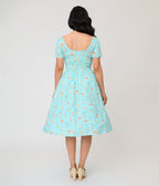 Unique Vintage Baby Blue Cat Print Swing Dress - Unique Vintage - Womens, DRESSES, SWING
