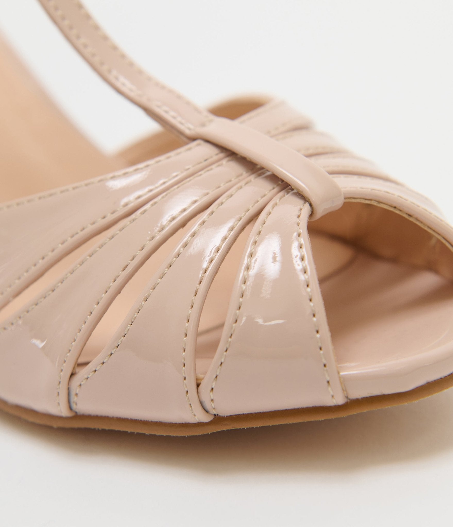 Unique Vintage Beige Patent Peep Toe T-Strap Heels - Unique Vintage - Womens, SHOES, HEELS