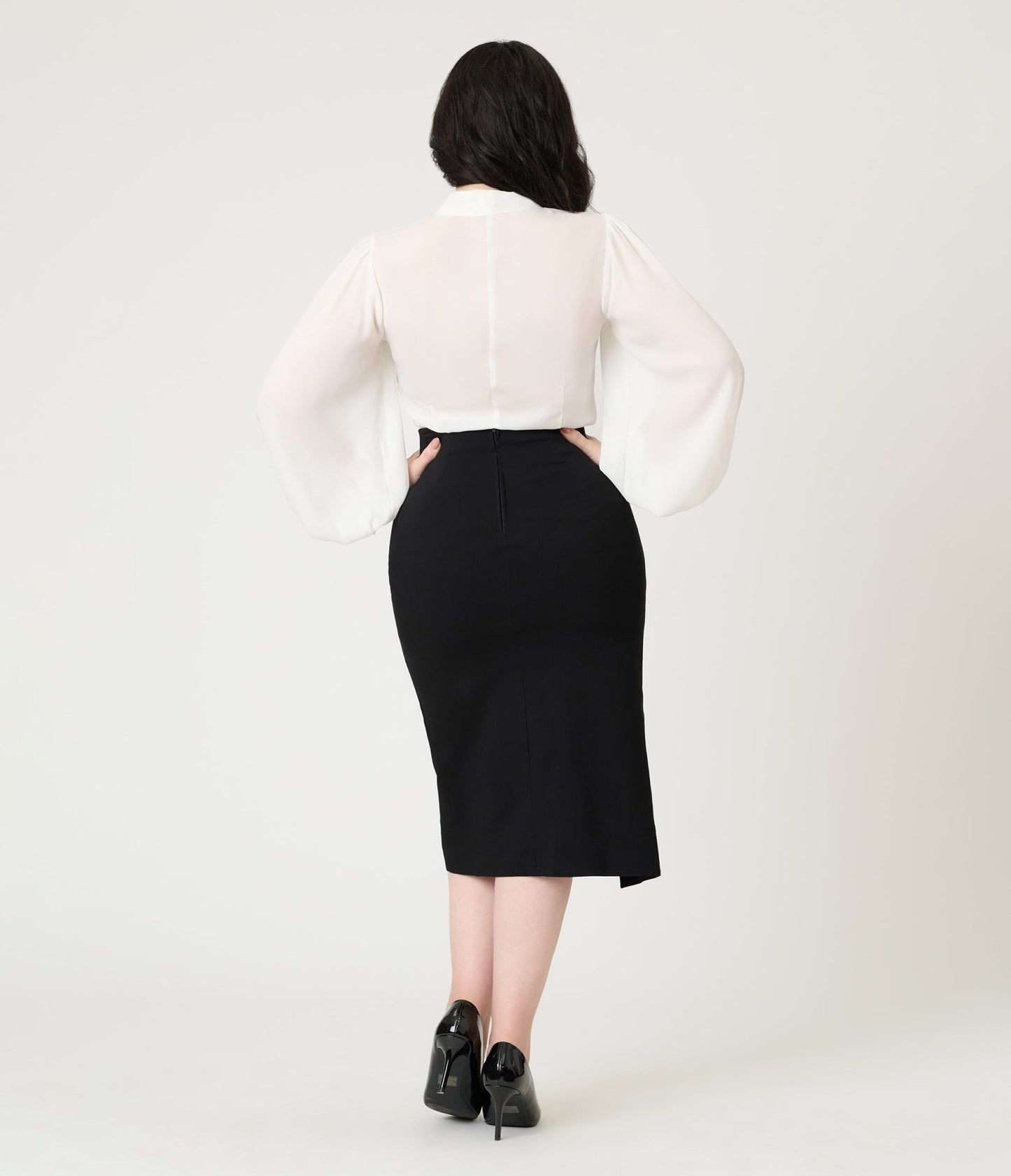 Unique Vintage Black Asymmetrical Pencil Skirt - Unique Vintage - Womens, BOTTOMS, SKIRTS