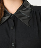 Unique Vintage Black Bat Collar Blouse - Unique Vintage - Womens, TOPS, WOVEN TOPS