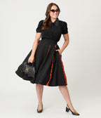 Unique Vintage Black Bat Collar Blouse - Unique Vintage - Womens, TOPS, WOVEN TOPS