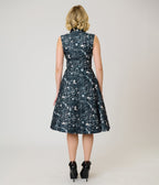 Unique Vintage Black Bat Print & Bat Collar Darlene Swing Dress - Unique Vintage - Womens, DRESSES, SWING