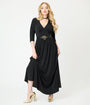 Unique Vintage Black Batwing Sleeve Maxi Dress