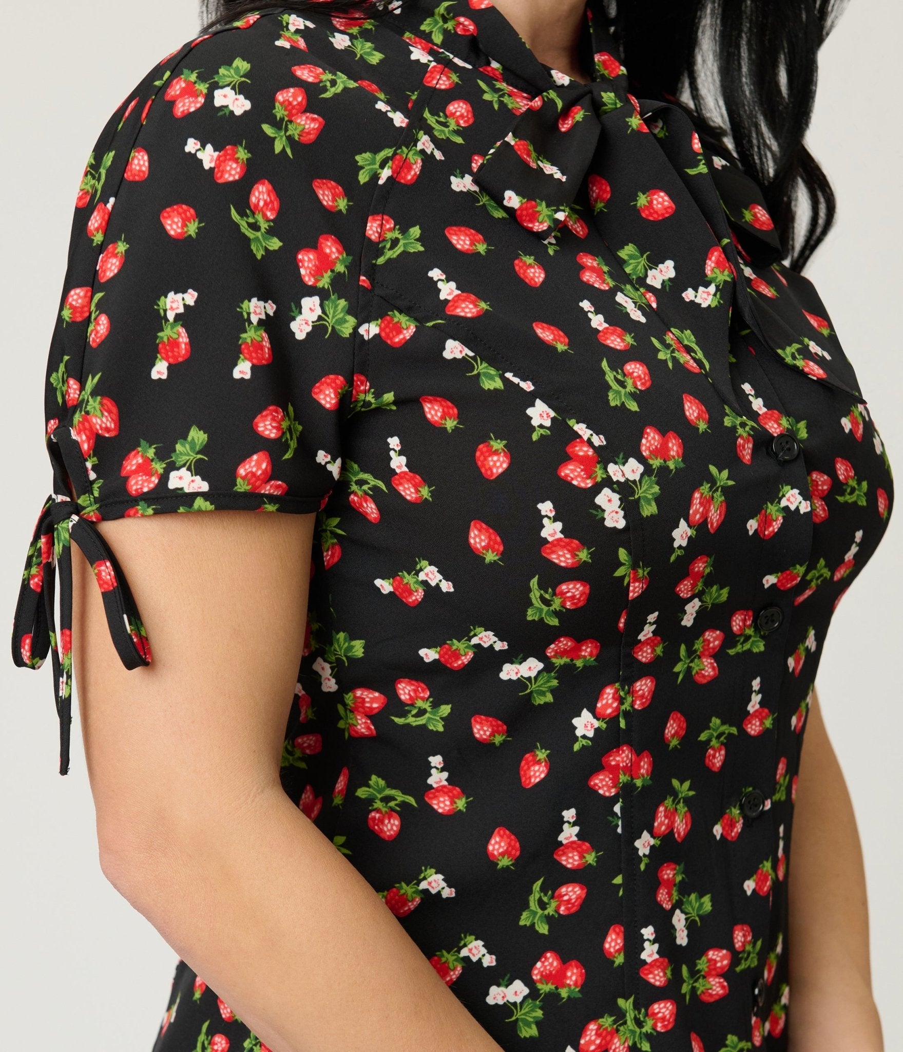 Unique Vintage Black & Berries Print Chita Blouse - Unique Vintage - Womens, TOPS, WOVEN TOPS