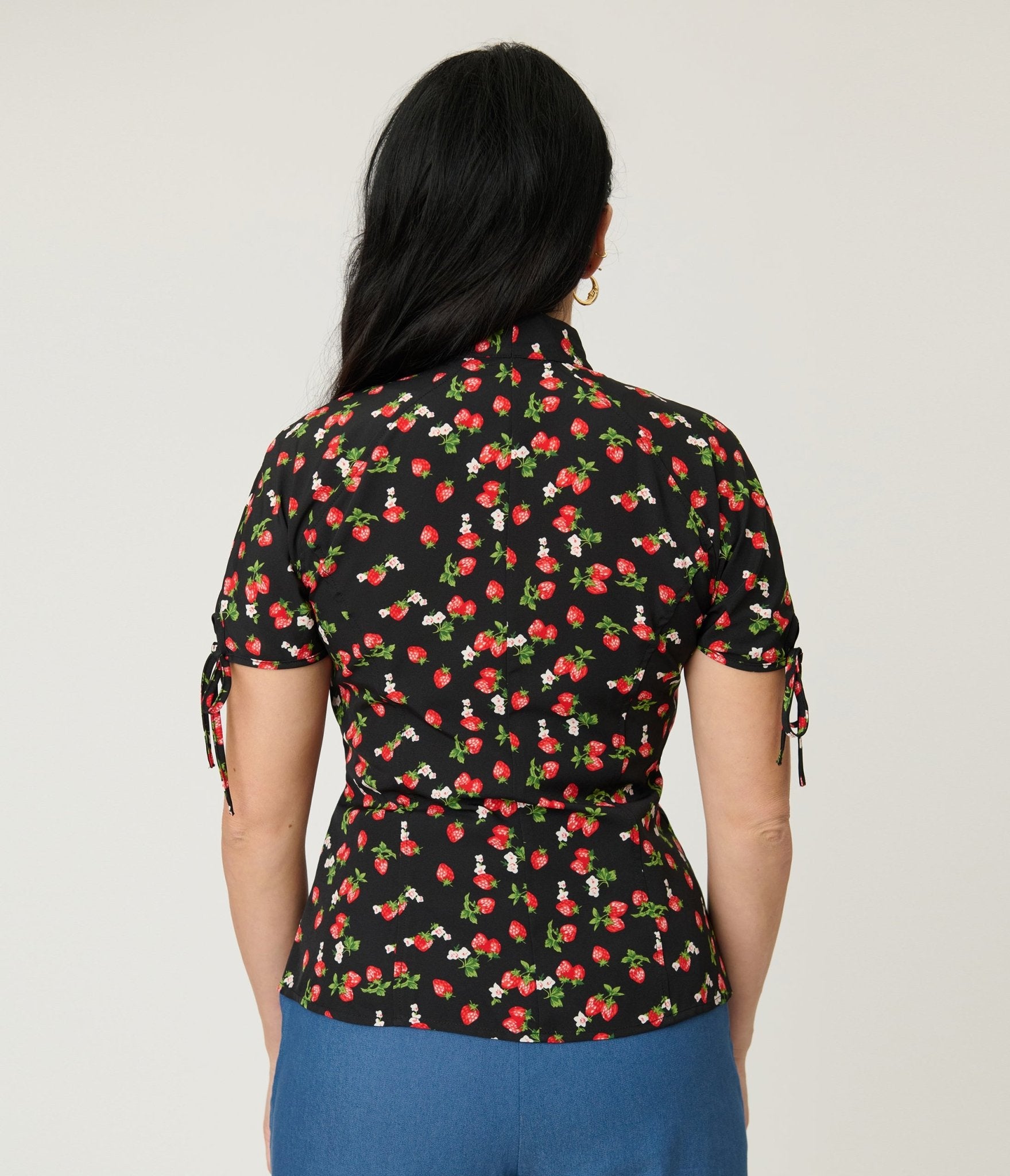 Unique Vintage Black & Berries Print Chita Blouse - Unique Vintage - Womens, TOPS, WOVEN TOPS
