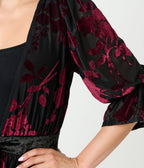 Unique Vintage Black & Berry Floral Velvet Burnout Duster - Unique Vintage - Womens, DRESSES, MAXI