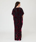 Unique Vintage Black & Burgundy Floral Burnout Shannon Caftan - Unique Vintage - Womens, DRESSES, CAFTAN