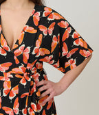 Unique Vintage Black Butterfly Print Wrap Midi Dress - Unique Vintage - Womens, DRESSES, MIDI