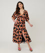 Unique Vintage Black Butterfly Print Wrap Midi Dress