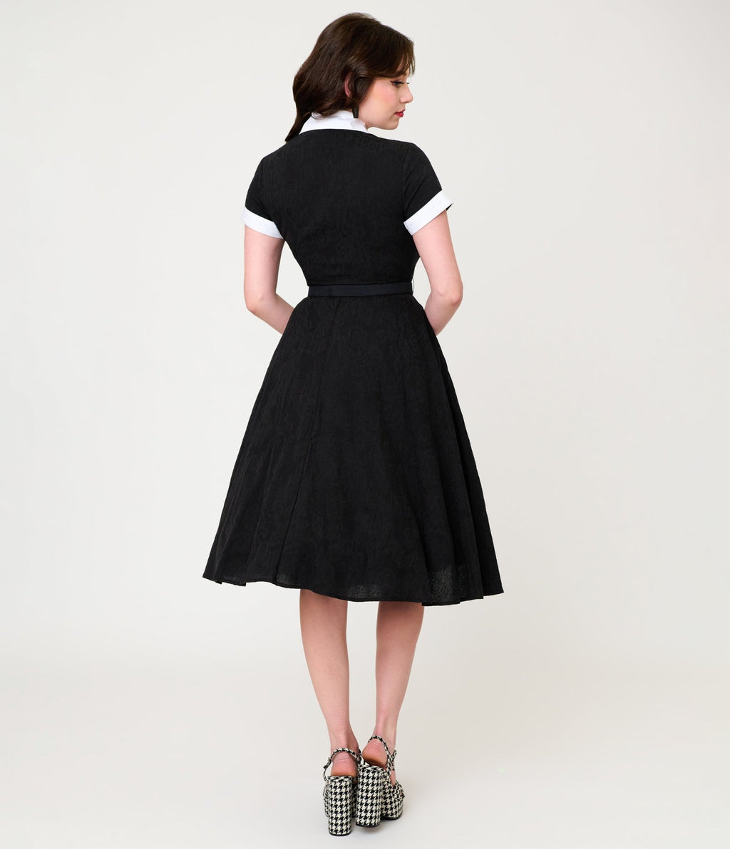 Unique Vintage Black Cat Embroidered Alexis Swing Dress - Unique Vintage - Womens, DRESSES, SWING