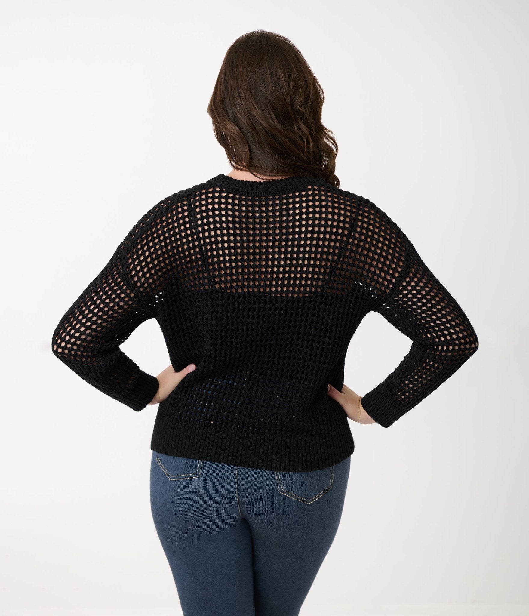 Unique Vintage Black Cat Open Weave Cotton Sweater - Unique Vintage - Womens, TOPS, SWEATERS