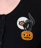 Unique Vintage Black Cat & Pumpkin Embroidered Cardigan - Unique Vintage - Womens, TOPS, SWEATERS