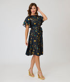Unique Vintage Black Celestial Print Swing Dress - Unique Vintage - Womens, DRESSES, SWING