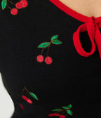 Unique Vintage Black & Cherries Cardigan - Unique Vintage - Womens, TOPS, SWEATERS