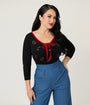 Unique Vintage Black & Cherries Cardigan