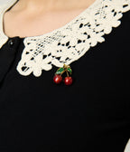 Unique Vintage Black & Cherry Pin Bookworm Cardigan - Unique Vintage - Womens, TOPS, SWEATERS