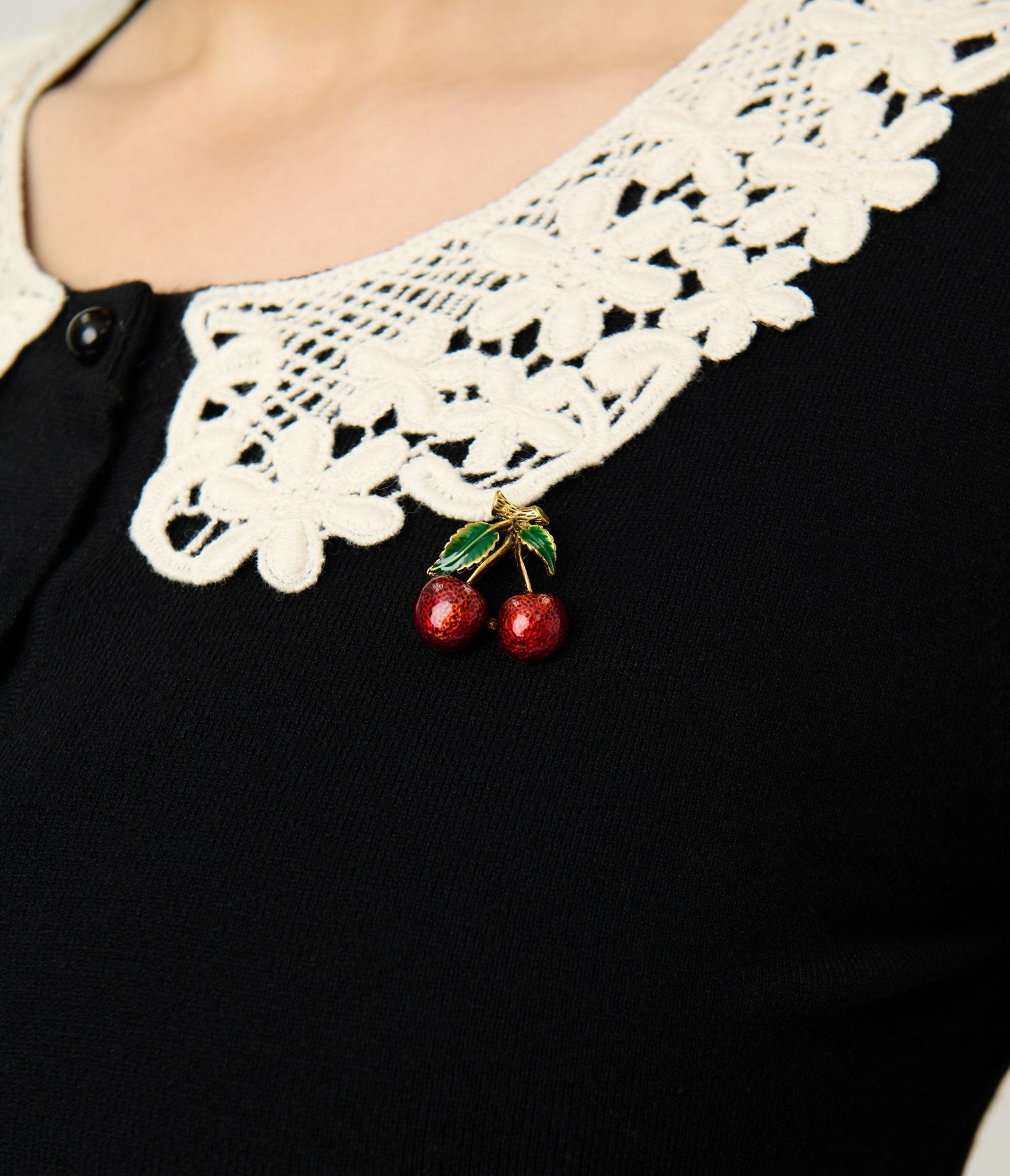 Unique Vintage Black & Cherry Pin Bookworm Cardigan - Unique Vintage - Womens, TOPS, SWEATERS