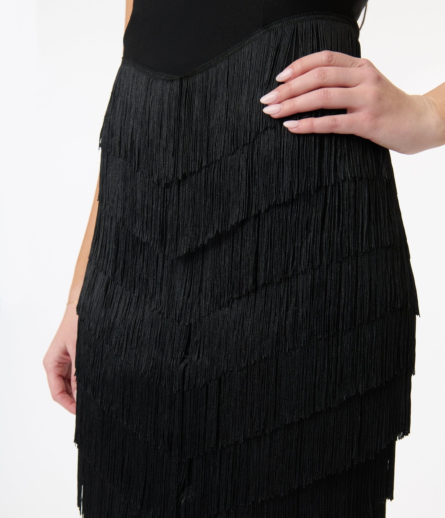 Unique Vintage Black Chevron Fringe Pencil Dress - Unique Vintage - Womens, DRESSES, WIGGLE