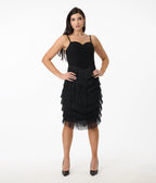 Unique Vintage Black Chevron Fringe Pencil Dress - Unique Vintage - Womens, DRESSES, WIGGLE