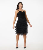 Unique Vintage Black Chevron Fringe Pencil Dress - Unique Vintage - Womens, DRESSES, WIGGLE