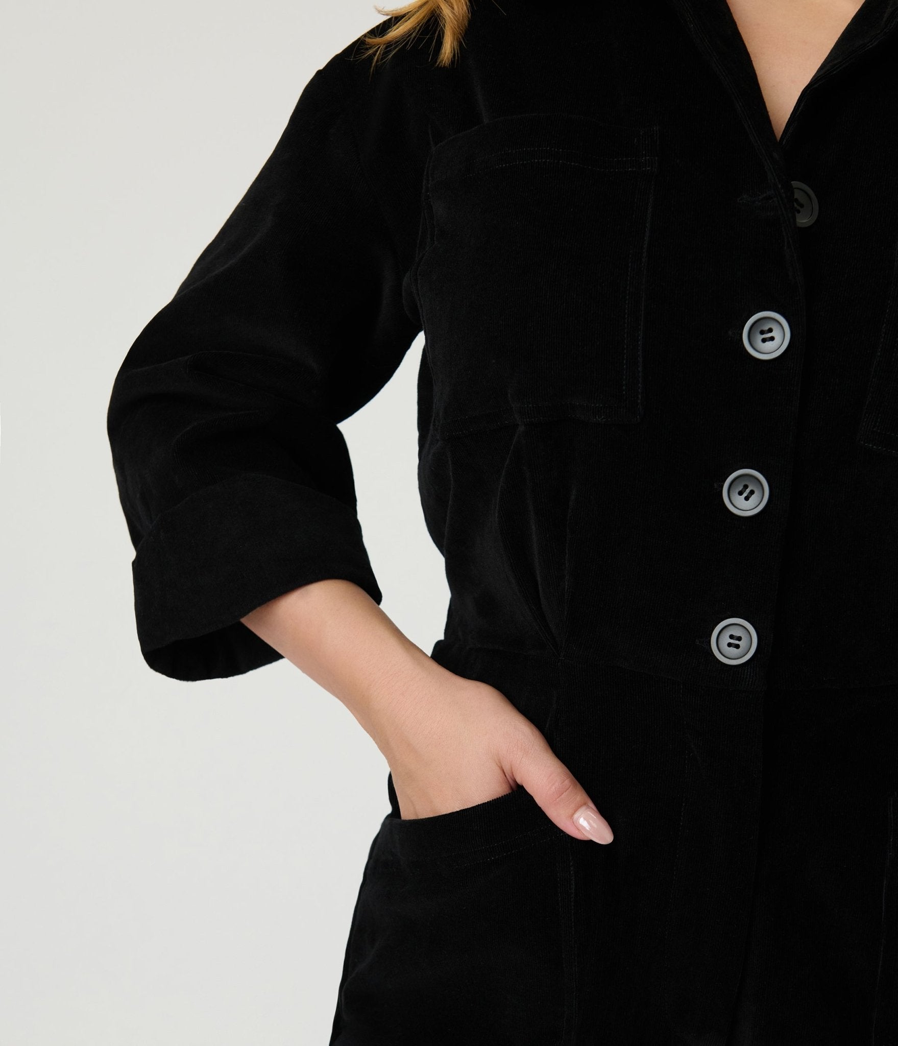 Unique Vintage Black Corduroy Jumpsuit - Unique Vintage - Womens, BOTTOMS, ROMPERS AND JUMPSUITS