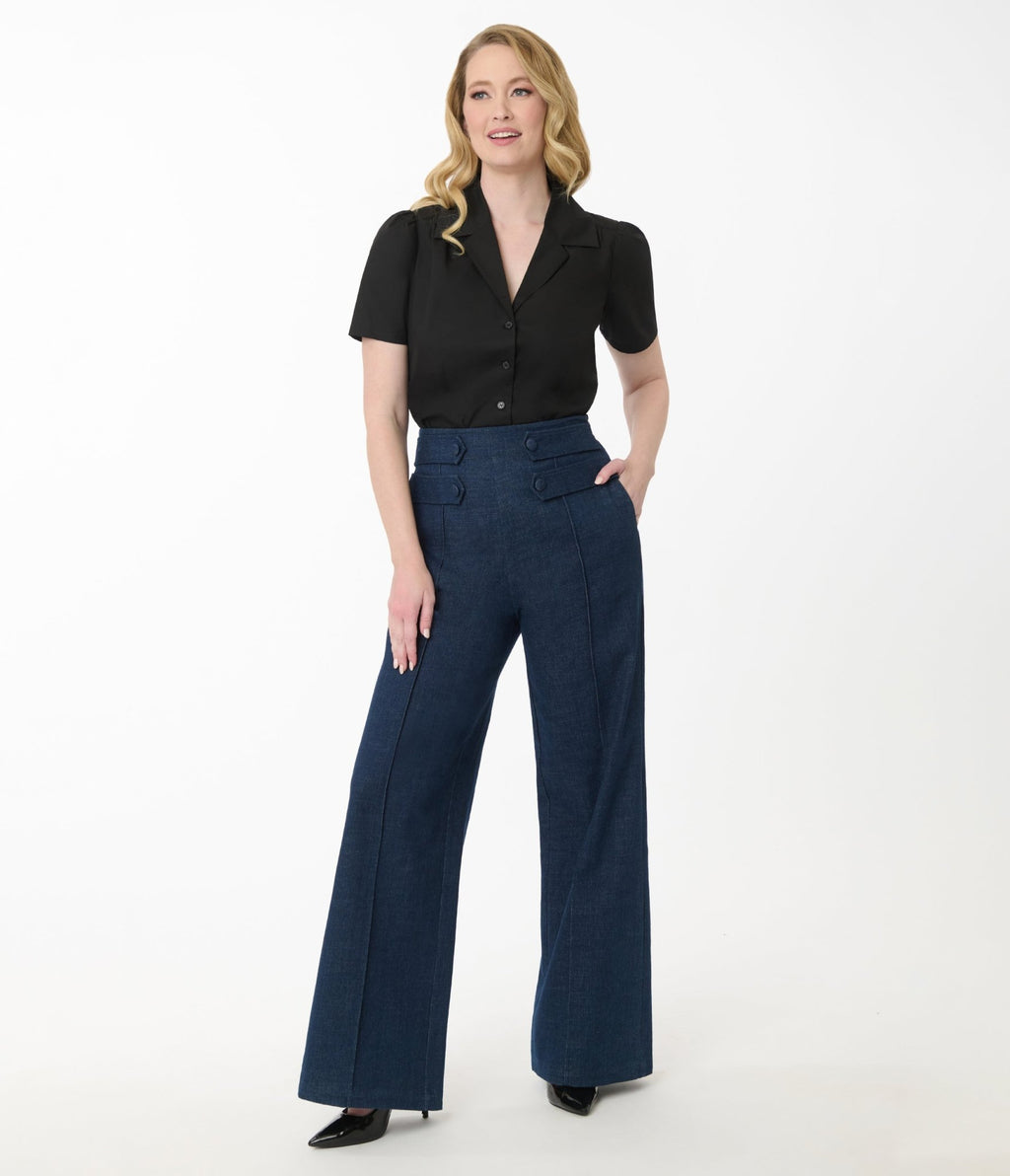 Unique Vintage Black Cotton Blouse - Unique Vintage - Womens, TOPS, WOVEN TOPS