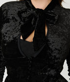 Unique Vintage Black Crushed Velvet Starlet Duster - Unique Vintage - Womens, DRESSES, MAXI