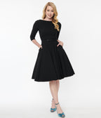 Unique Vintage Black Devon Swing Dress - Unique Vintage - Womens, DRESSES, SWING