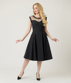Unique Vintage Black Diamond Cable Swing Dress - Unique Vintage - Womens, DRESSES, SWING
