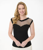 Unique Vintage Black Diamond Cable Top - Unique Vintage - Womens, TOPS, WOVEN TOPS