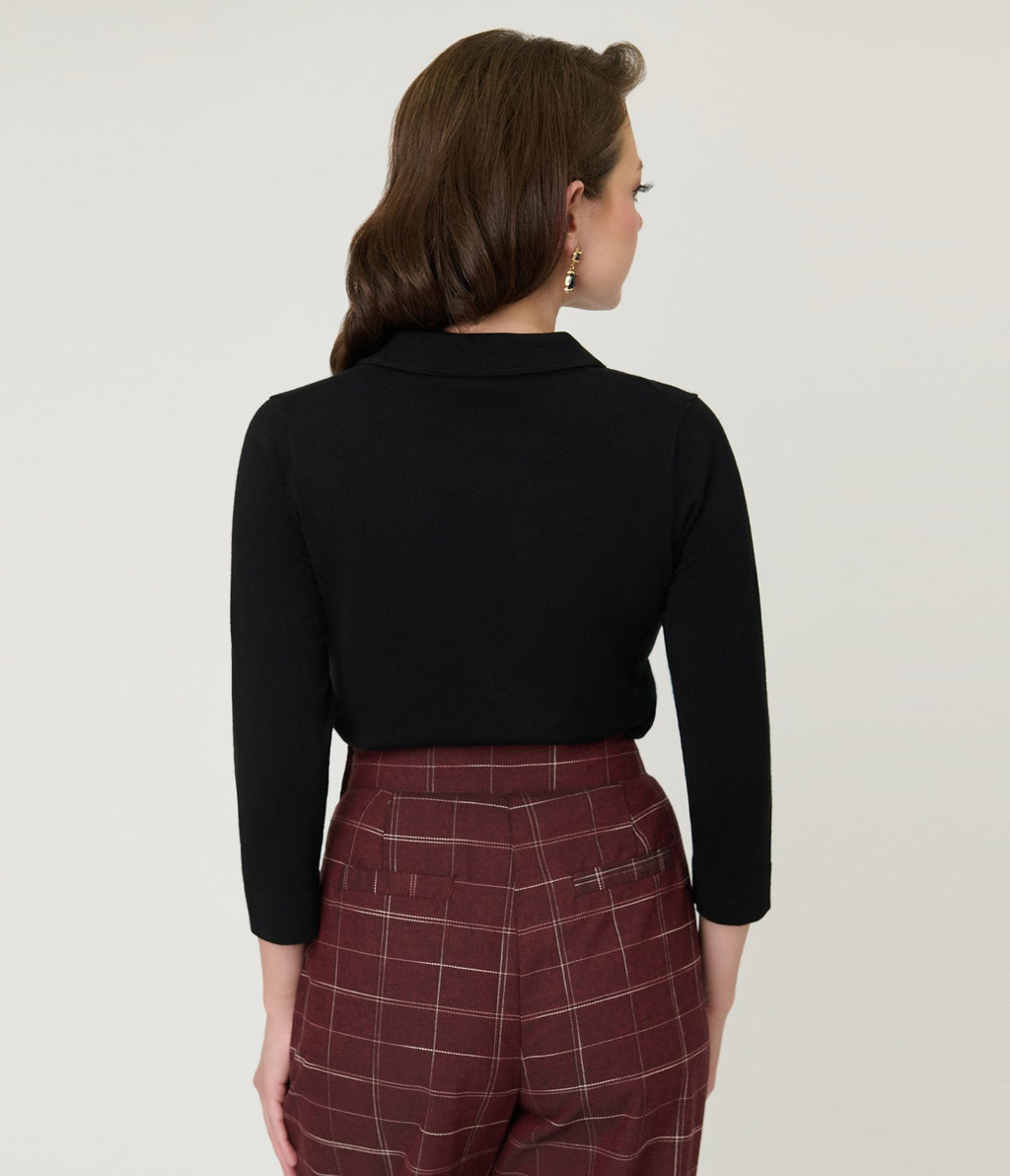 Unique Vintage Black Diamond Knit Cardigan - Unique Vintage - Womens, TOPS, SWEATERS