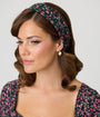 Unique Vintage Black Ditzy Rose Hair Scarf