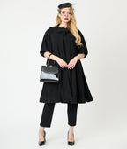 Unique Vintage Black Flare Swing Coat - Unique Vintage - Womens, TOPS, OUTERWEAR