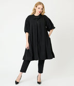 Unique Vintage Black Flare Swing Coat - Unique Vintage - Womens, TOPS, OUTERWEAR