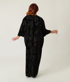Unique Vintage Black Floral Embossed Velvet Long Kimono - Unique Vintage - Womens, FLAPPER, COATS