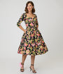 Unique Vintage Black Floral Lamar Swing Dress