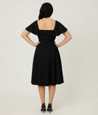 Unique Vintage Black Flutter Sleeve Swing Dress - Unique Vintage - Womens, DRESSES, SWING