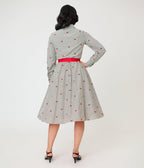 Unique Vintage Black Gingham & Cherries Belted Shirt Dress - Unique Vintage - Womens, DRESSES, SWING